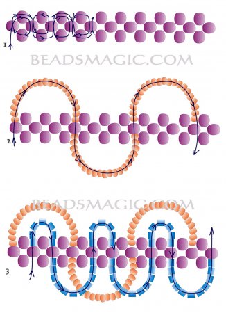 Схема плетения из бисера ожерелья «Буря-шторм» в фото