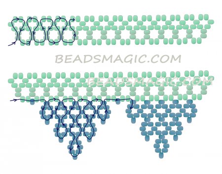 Схема плетения из бисера ожерелья «Белые кружева» в фото