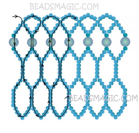 Схема плетения из бисера ожерелья «Azul» в фото