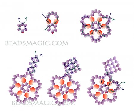 Схема плетения из бисера ожерелья «Snowflake» в фото