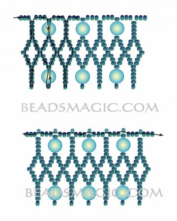 Схема плетения из бисера ожерелья «Бирюза» в фото