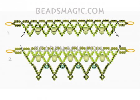 Схема плетения из бисера ожерелья «Belle» в фото