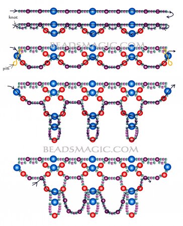 Схема плетения из бисера ожерелья «Hanna» в фото