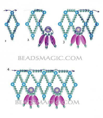 Схема плетения из бисера ожерелья «Эсмеральда» в фото