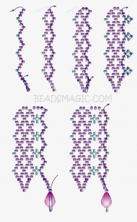 Схема плетения из бисера ожерелья «Violet» в фото