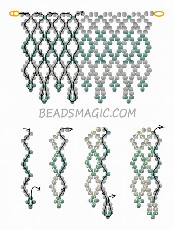Схема плетения из бисера ожерелья «Dia» в фото