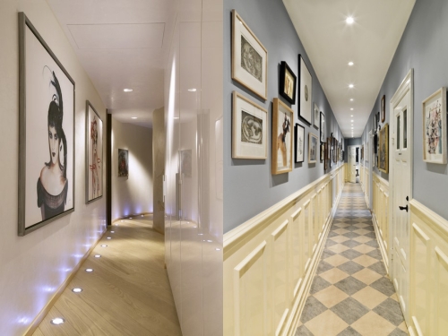 Дизайн интерьера узкого длинного коридора в фото