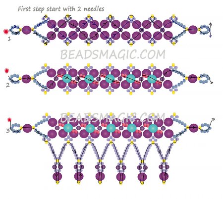Схема плетения из бисера ожерелья «Viva» в фото