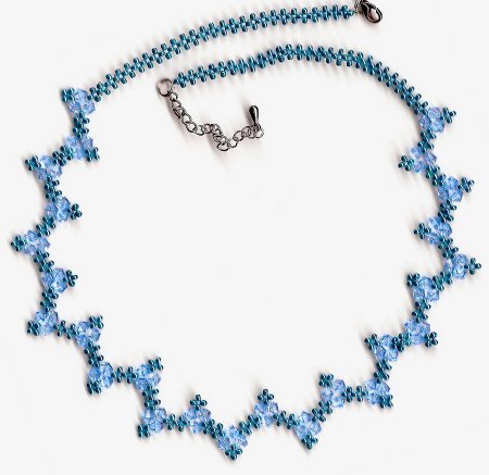Схема плетения из бисера ожерелья «Blue River» в фото