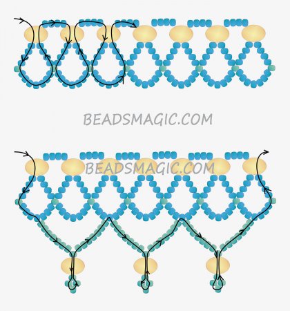 Схема плетения из бисера ожерелья «Аляска» в фото
