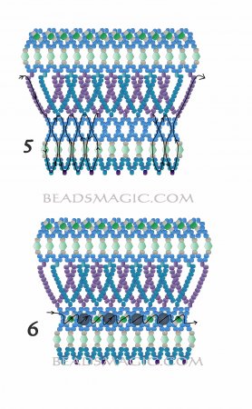Схема плетения из бисера ожерелья «Happy» в фото