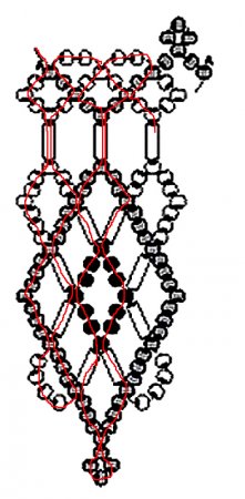 Схема плетения из бисера ожерелья «Red Heat» в фото