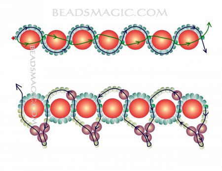 Схема плетения из бисера ожерелья «Палома» в фото