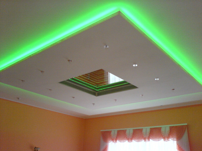 Как сделать подсветку потолка из светодиодных лент? в фото