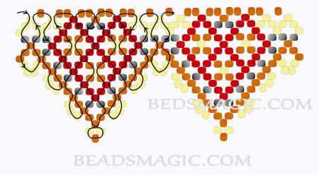 Схема плетения из бисера ожерелья «Desert Sun» в фото