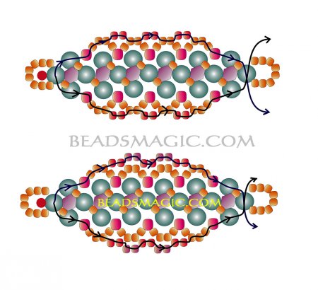 Схема плетения из бисера браслета «Сона» в фото
