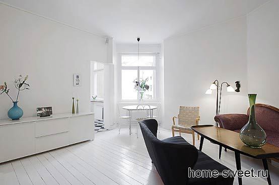Минимализм — квартира-студия в белом цвете в фото