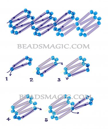 Схема плетения из бисера ожерелья «Тендерной синий» в фото