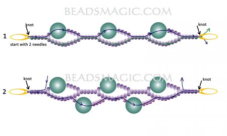 Схема плетения из бисера ожерелья «Котики» в фото