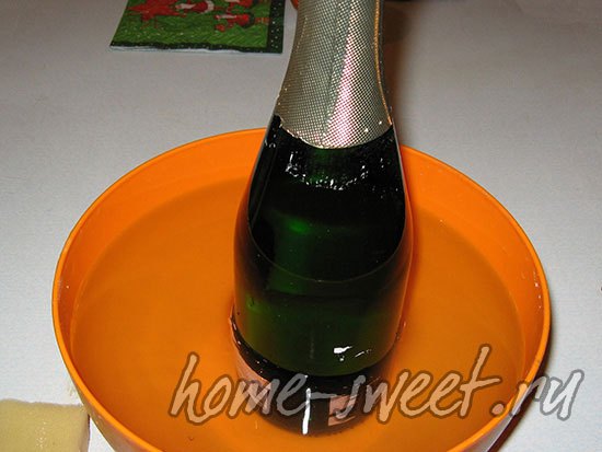 Декупаж бутылки шампанского — эксклюзив к празднику в фото