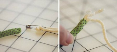 Схема плетения браслета на руку из веревки и ткани в фото