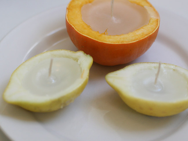 Свечи из тыквы и лимона в фото