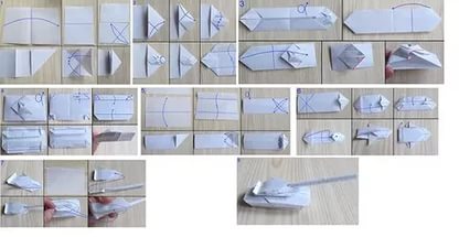 Как сделать оригами из бумаги: кораблик, самолет и танк с видео в фото