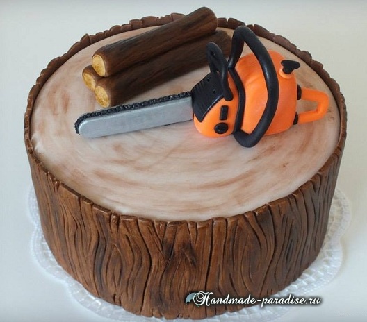 Подарок для мужчины — 3D торт из мастики в фото