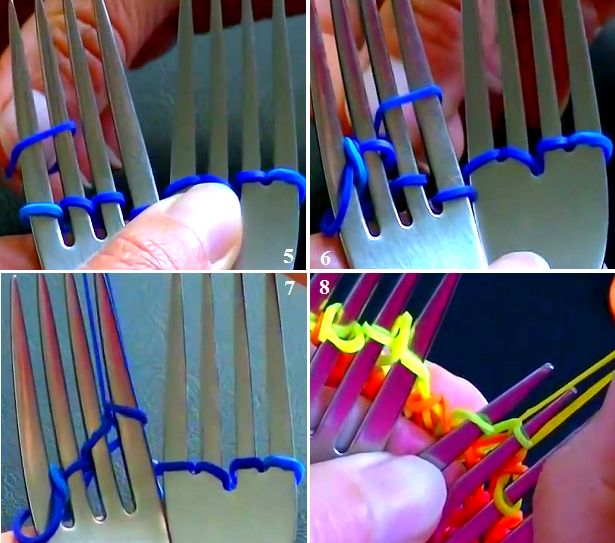 Плетение из резинок на вилке для начинающих: схемы с видео в фото