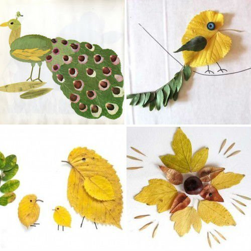 Аппликации из осенних листьев для детского сада в фото