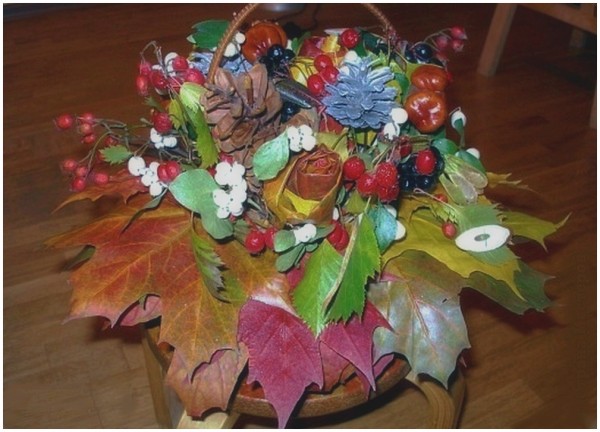 Осенние букеты своими руками для школы из природного материала в фото