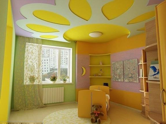 Потолок в детской комнате в фото