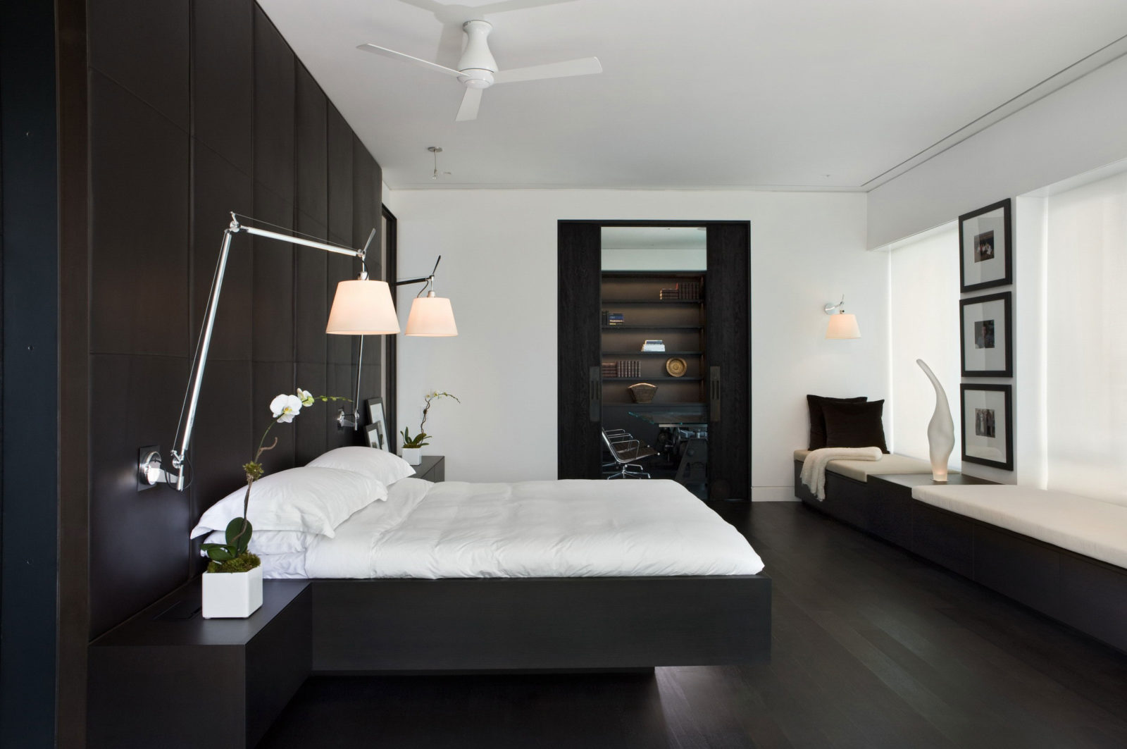 Crno-bijela spavaća soba - fotografije, dizajn, ideje 