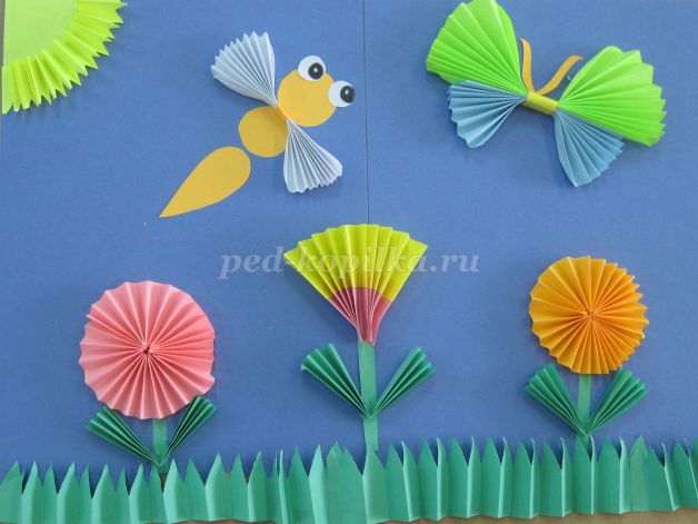 Аппликации в детский сад из цветной бумаги без клея и ножниц