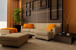Гармоничное использование бежевого дивана в интерьере в гостиной