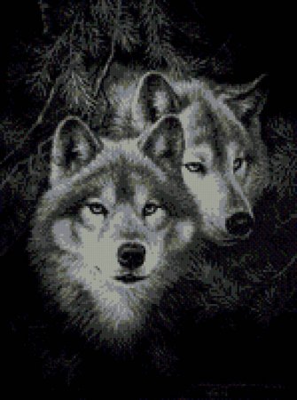 Схема вышивки крестом: "волки и пара волков" скачать бесплатно