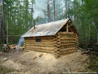 Строительство домика для охотника в тайге
