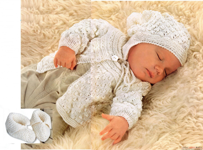 Одежда для новорожденных своими руками спицами с фото и видео