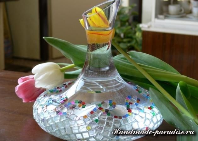 Декорирование вазы стеклянной мозаикой