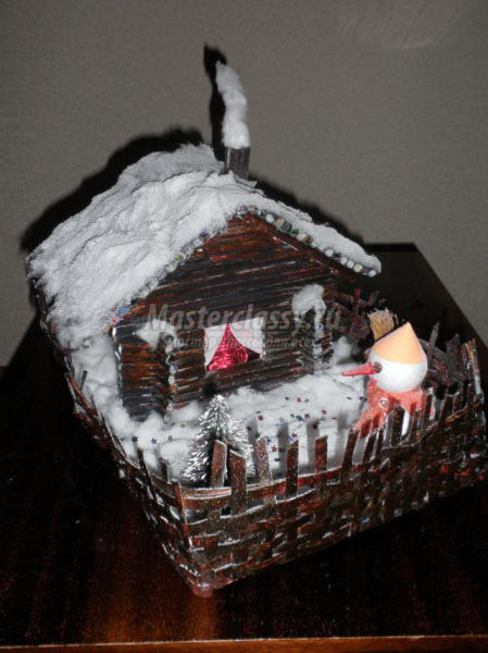 Поделки зимнего домика своими руками: вышивка крестом с фото