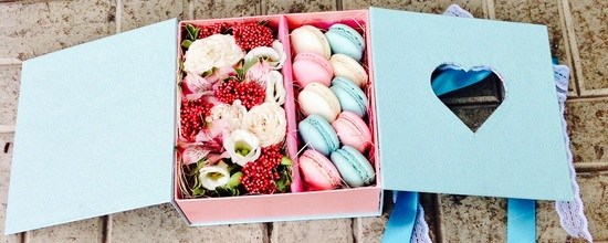 Коробка своими руками с цветами и макарон на Новый год с фото