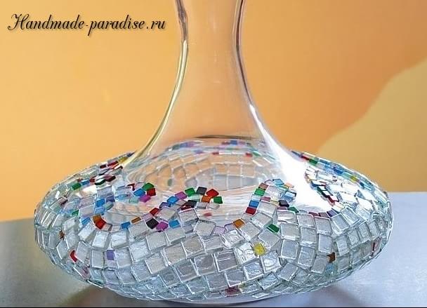 Декорирование вазы стеклянной мозаикой