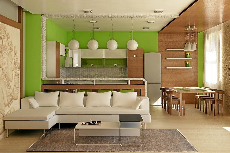 Дизайн гостиной совмещенной с кухней: идеи для зонирования (37 фото)