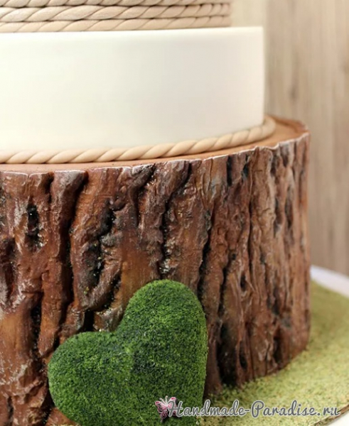 Эффект коры дерева из сахарной мастики для торта