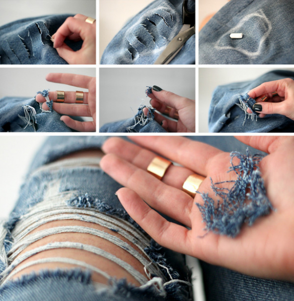 Как сделать дырки на джинсах в домашних условиях красиво с видео и фото