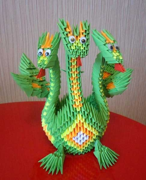 Схемы модульного оригами для начинающих: павлин, дракон и кошка