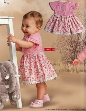 Схема вязания спицами красивого платья для маленьких девочек