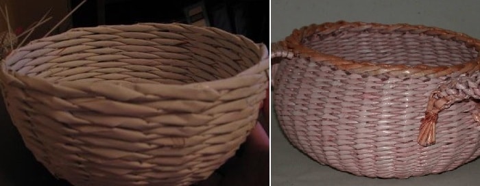 Плетение из газет поросенка - корзинки для фруктов