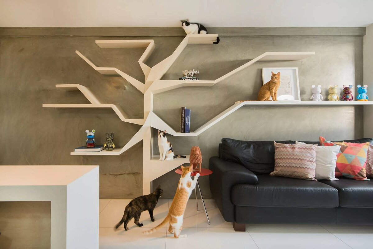 Чем декорировать интерьер если в доме живет кошка?