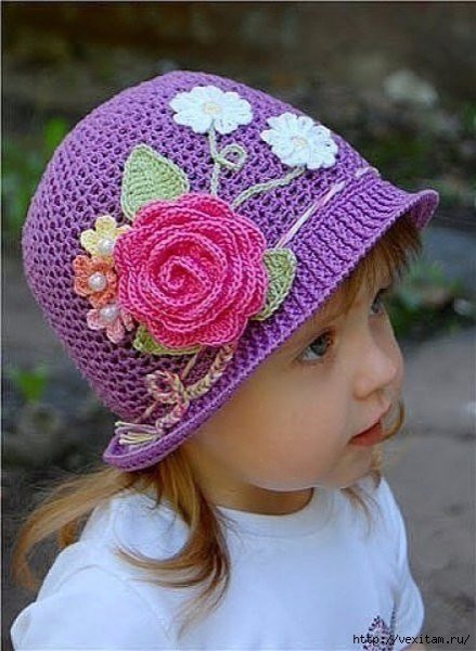 Ажурная шапочка для девочки крючком возрастом 1 год на лето